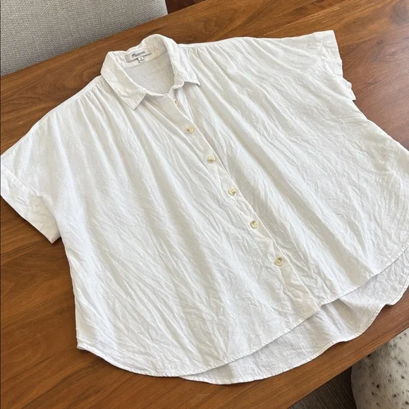 Madewell Linen-Blend Hilltop Shirt in White Size Medium - Picture 4 of 8